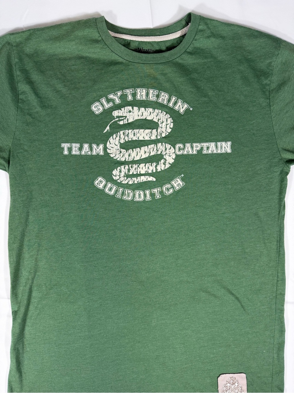 Harry Potter-Hog Warts Slytherin Team Captain Quidditch Green Tee -Lg